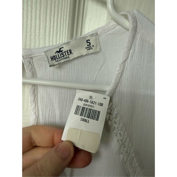 Hollister Small Boho Minimalist Beachy New Boxy Cropped Blouse - Picture 3 of 4